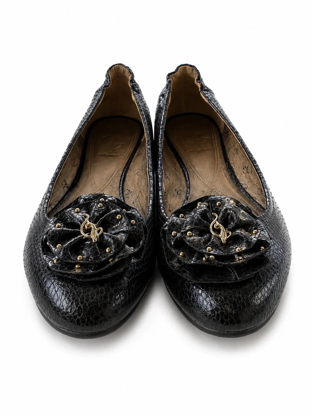 Baby Phat Vintage Black Floral-Accent Women’s Ballet Flats - Designer Style